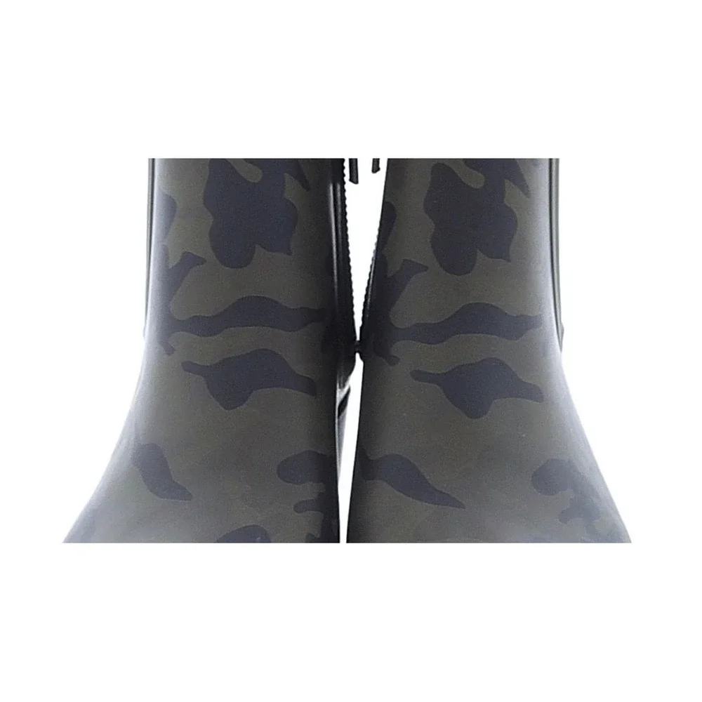Lucky Brand Camo Rain Boots‎ Camouflage Waterproof Ankle Boots Block Heels Sz 8